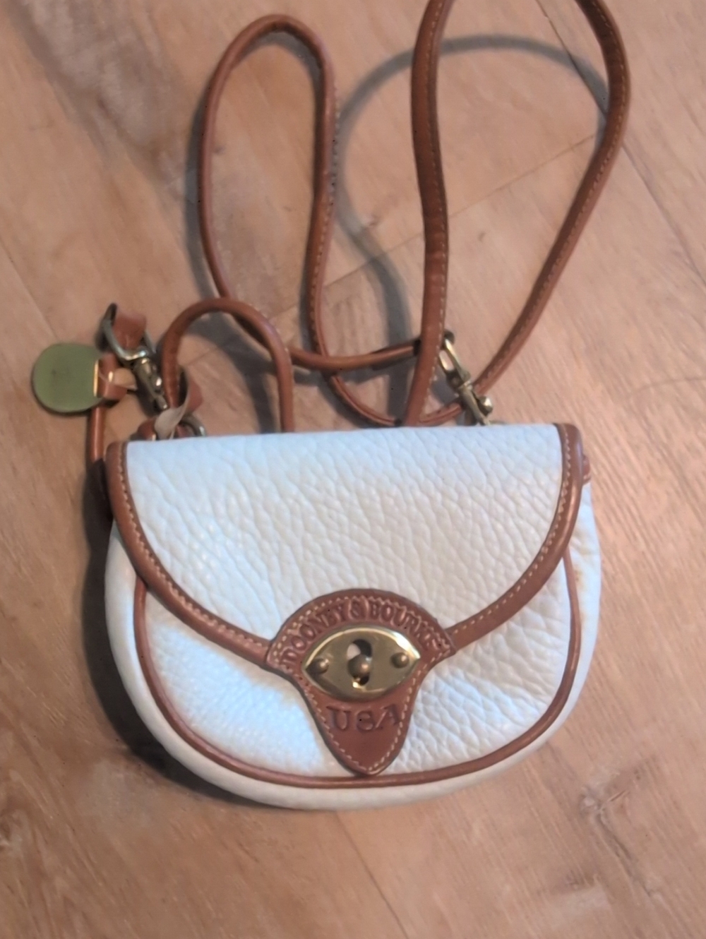 Dooney & Bourke Vintage White Pebbled Leather Mini Crossbody And Belt Bag